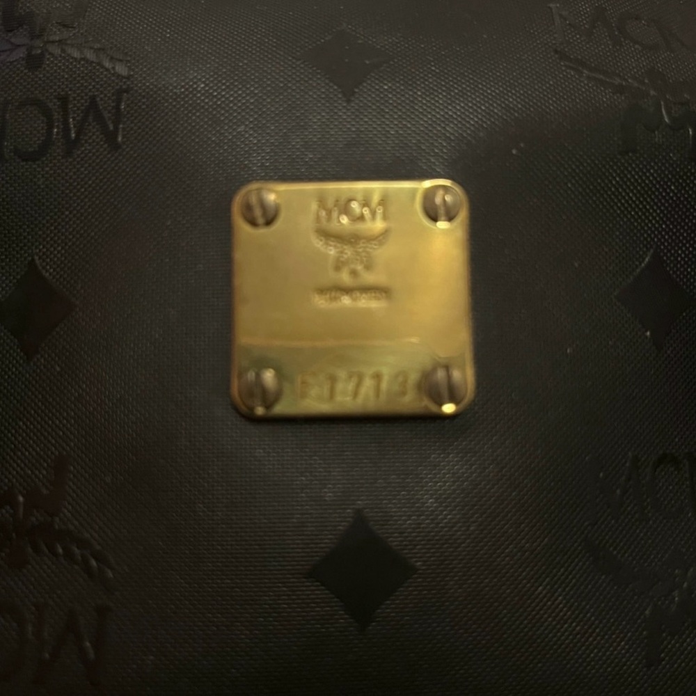 MCM Black Satchel with Structured Design and Monogram - Picture 12 of 15